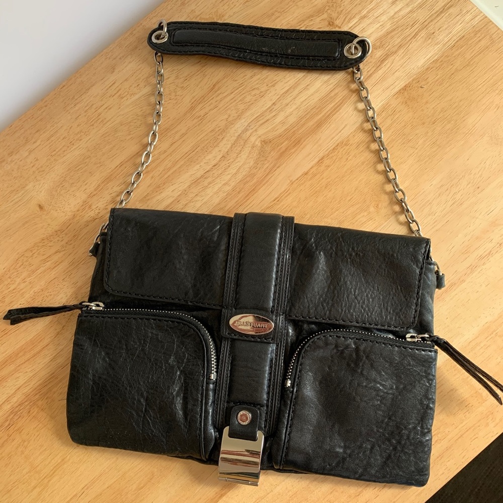 Jill Stuart Leather Purse with Chain in Black